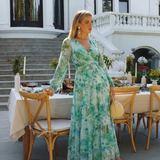 Camille | Vestido Maxi Florido com Mangas Longas