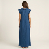 Josette | Vestido Maxi de Linho com Renda em V