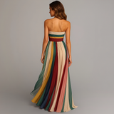 Cascais | Vestido Maxi de Verão Plissado Colorido Sem Alças para Mulher